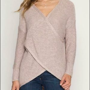Long Sleeve Surplice Wrap Knit Sweater